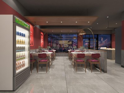 工业风牛肉火锅店3D模型下载